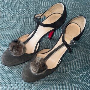 Black Suede t-strap heels